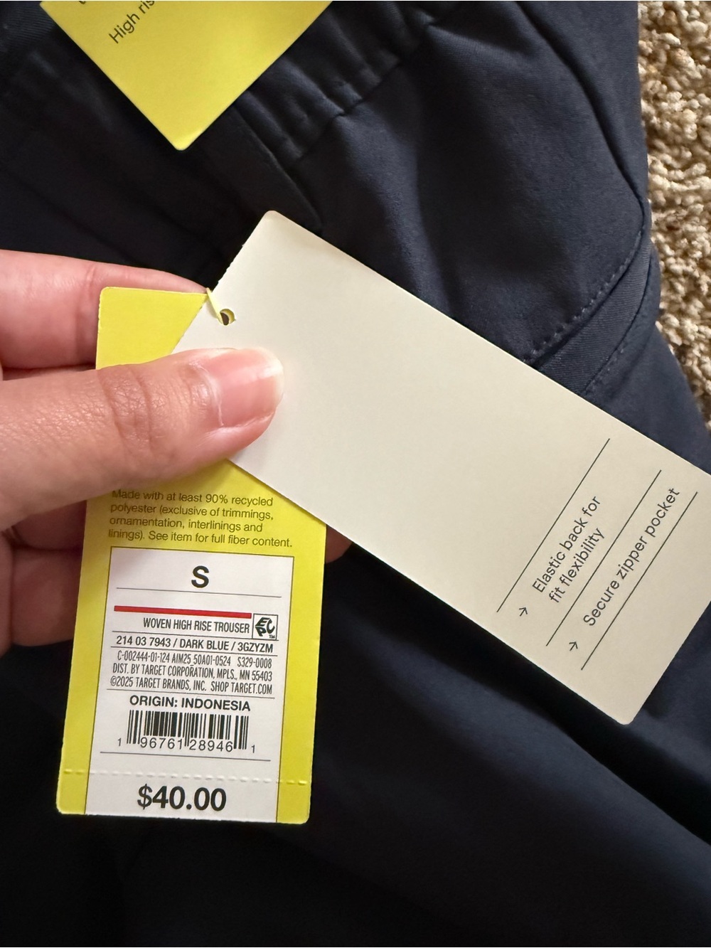NWT All in Motion High Rise Woven Trousers Navy Blue Size Small - Picture 6 of 13